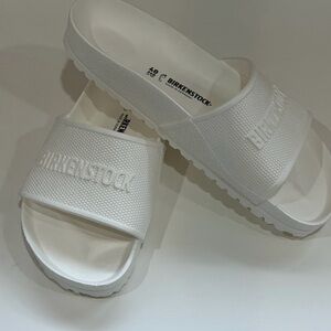 Birkenstock White Textured EVA Slide Sandals